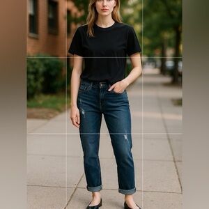 NYDJ Blue Boyfriend Crop Jeans with Cuffed Hem - Size 10